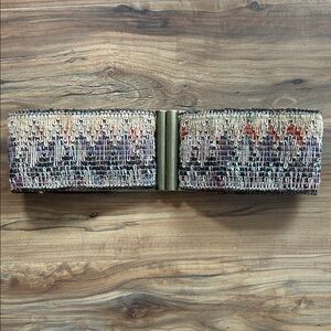 Boho Chic Stretch Woven Waist Belt Gold Brass Clasp Anthropologie Small